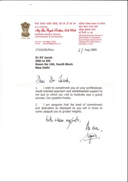 Letter Major General - KVJacob